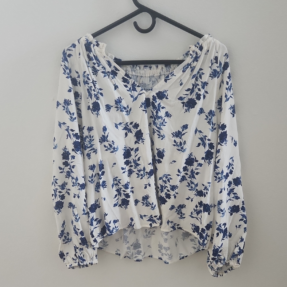 Old Navy Blue Floral Blouse